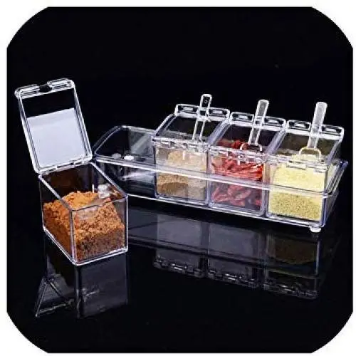 4pcs/set Clear Seasoning Rack Spice Pots Storage Container Condiment Jars Cruet with Cover and Spoon Kitchen Utensils Supplies,as picture 4pcs/set Clear Seasoning Rack Spice Pots Storage Container Condiment Jars Cruet with Cover and Spoon Kitchen Utensils Supplies,as picture