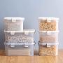 Grain Storage Box,Household Kitchen Plastic Withcovered Transparent Jar Miscellaneous Grain Storage Cans for Grains Storage,White