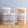 Grain Storage Box,Household Kitchen Plastic Withcovered Transparent Jar Miscellaneous Grain Storage Cans for Grains Storage,White