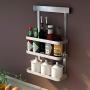 Ctystallove 3-Tier Metal Mesh Spice Rack Wall Mount Jars Bottle Storage Shelf Holder Seasoning Organizer for Kitchen