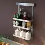 Metallgitter Gewürzregal, 3-stufig, Wandmontage, Gläser, Flaschenhalter, Geschirr Organizer für Küche