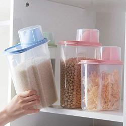 storage box XIAOXIAO Kitchen Large Sealed Cans Multi-Grain Jars Sundries Storage Tanks Plastic Food Storage Boxes (Color : Blue, Size : L)