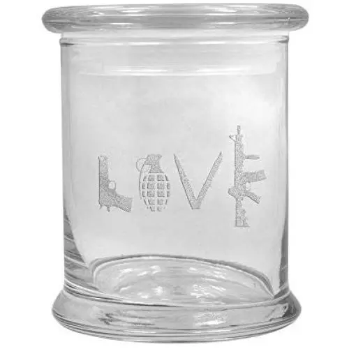12 oz Clear Glass storage Herb Stash Jar and Lid with LOVE Logo 12 oz Clear Glass storage Herb Stash Jar and Lid with LOVE Logo