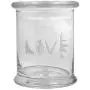 12 oz Clear Glass storage Herb Stash Jar and Lid with LOVE Logo 12 oz Clear Glass storage Herb Stash Jar and Lid with LOVE Logo