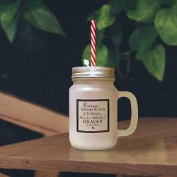 Black Because Someone We Love Is In Heaven? Frosted Glass Mason Jar With Straw