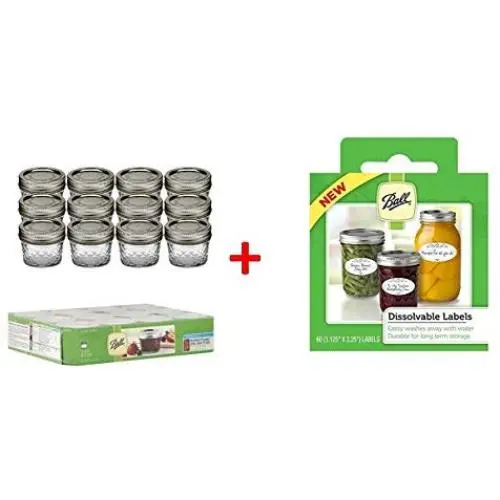 Bouteilles en Cristal Quilted de 12 oz (360 ml) avec Couvercles et Bandes, Jeu de 12 + Étiquettes Dissolvables - (Jeu de 60) Bouteilles en Cristal Quilted de 12 oz (360 ml) avec Couvercles et Bandes, Jeu de 12 + Étiquettes Dissolvables - (Jeu de 60)