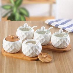 TNKML Ceramic Spice Jar Storage Tank Sugar Can Salter Spice Jar Spice Box Kitchen Tool Home Decor Creative Gift