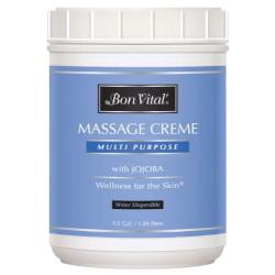 Bon Vital Multi-Purpose Massage Crème, Professional Massage Cream with Aloe Vera to Relax Sore Muscles, Increase Circulation & Repair Dry Skin, Full Body Massage Moisturizer Cream, 1/2 Gallon Jar