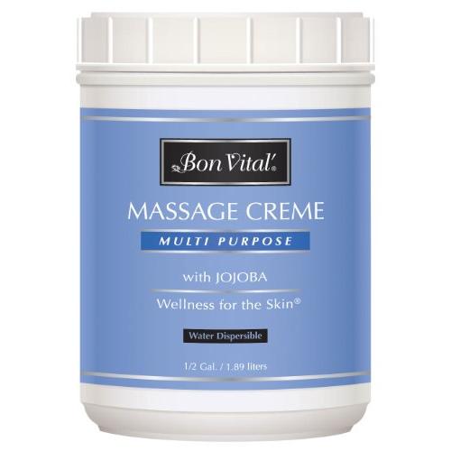 Bon Vital Multi-Purpose Massage Crème, Professional Massage Cream with Aloe Vera to Relax Sore Muscles, Increase Circulation & Repair Dry Skin, Full Body Massage Moisturizer Cream, 1/2 Gallon Jar
