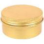 Healthcom 12 Pcs 3 oz Golden Screw Top Metal Steel Tins Round Aluminum Tin Cans Empty Lip Balm Tin Jars Cosmetic Sample Containers Bulk Food Storage Candle Travel Tins(90g)