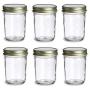 Nakpunar 6 pcs, 8 oz Mason Jars with Gold Lids for Jam, Honey, Wedding Favors, Shower Favors, Baby Foods, Canning, spices, Half Pint