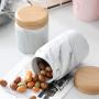 OnePine 400ml Food Storage Jar with Sealed Bamboo Lid, Marble Pattern Ceramic Coffee Canister for Tea Sugar Coffee Bean Nuts Grain