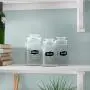 Set of 3 Round Clear Apothecary Glass Canister Jars with Chalkboard with Tight Lids for Kitchen or Bathroom ~ Food,cookie,cracker, Storage Containers
