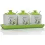 Kitchen seasoning box/Ceramic Condiment Storage Container with Pallet Salt jar Three-Piece Set (Color : A)