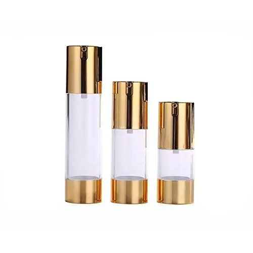 Bouteille vide rechargeable en acrylique transparente et or de luxe 15ml/30ml/50ml, pour crème pour les yeux, essence, lotion, récipient pour cosmétiques, tonique, pot de voyage (15ml / 0.5oz) Bouteille vide rechargeable en acrylique transparente et or de luxe 15ml/30ml/50ml, pour crème pour les yeux, essence, lotion, récipient pour cosmétiques, tonique, pot de voyage (15ml / 0.5oz)