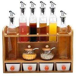 Kitchen Storage Containers Spice Jar,Wall Mount Wooden Spice Rack Set,Kitchen Storage Vinegar Soy Sauce Wine Bottle