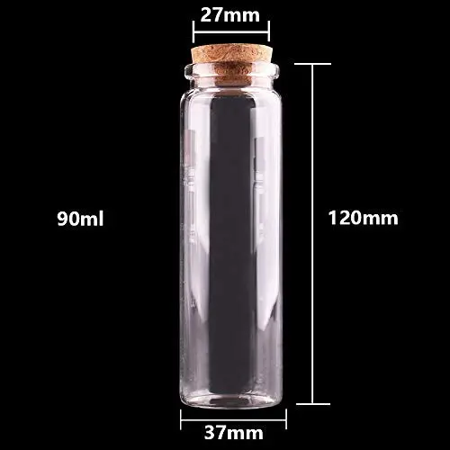 Glasbehälter & Flaschen | 24 Stück 20ml 50ml 65ml 90ml Kleine Glasflaschen mit Korkstopfen – Leere Gewürzflaschen, Glasgefäße, Geschenk-Craft Vials | von HUDITOOLS | 1 PC
