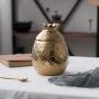 Food Storage Jar, Ceramic Food Storage Jar with Lid, Ceramic Food Storage Canister for Serving Tea, Coffee, Spice and More, Beautiful Pineapple Look (Gold,8.5x12x6.5cm)