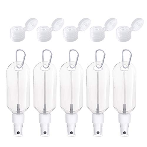 1.69oz Travel Spray Bottle,Small Empty Spray Bottle, Portable Fine Mist Spray Bottles for Hand Sanitizer Cleaning Toiletries Liquid Cosmetics,Mini keychain Water Plastic Mister Spray Bottles 5 Pack
