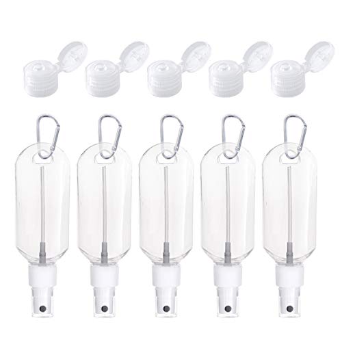 1.69oz Travel Spray Bottle,Small Empty Spray Bottle, Portable Fine Mist Spray Bottles for Hand Sanitizer Cleaning Toiletries Liquid Cosmetics,Mini keychain Water Plastic Mister Spray Bottles 5 Pack