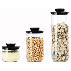 Magic Mag Transparent Container Portable Milk Powder Tank Storage Bottle 3 Size Set Food Grade Glass Sealed Tank Storage Box Food Storage Jar
