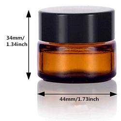 Healthcom 10 Pcs 15g Amber Glass Jars Container Empty Cosmetic Cream Lotion Powder Bottles Pot Refillable Bottle Vials with Lid Inner Liner Makeup Sample Container Lip Balm Sample Storage Jar Home Use