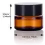 Healthcom 10 Pcs 15g Amber Glass Jars Container Empty Cosmetic Cream Lotion Powder Bottles Pot Refillable Bottle Vials with Lid Inner Liner Makeup Sample Container Lip Balm Sample Storage Jar Home Use