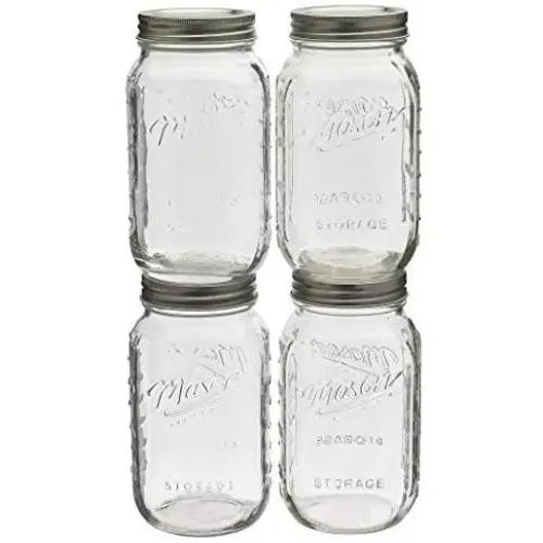 Mason Craft & More Kitchen Jam/Jelly Weite-Mund Glas Einmachgläser Set, 4er-Pack von 32 oz.