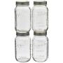 Mason Craft & More Kitchen Jam/Jelly Wide Mouth Glass Canning Jar Set, 32 Ounce Canning Jars Pack of 4