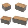 Flameer Bamboo Lid Storage Boxes Wooden Containers Organizer Tea Storage Box Caddy Jars Coffee Cans - A, as described