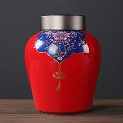 Storage Jar, Tea Cans Coffee Candy Storage Box,Ceramic Teapots, Household Kitchen Sealed Storage Tanks, Coffee, Sugar, Food Storage 12 15cm (Color : Red)