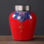 Storage Jar, Tea Cans Coffee Candy Storage Box,Ceramic Teapots, Household Kitchen Sealed Storage Tanks, Coffee, Sugar, Food Storage 12 15cm (Color : Red)