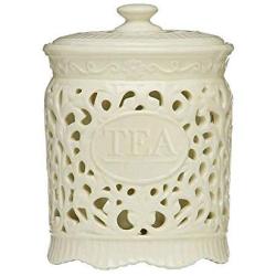 Premier Housewares Ceramic Lace Cream Tea Canister Storage Jar