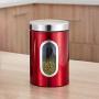 TOPBATHY Stainless Steel Food Storage Jar with Airtight Seal Bamboo Lid/Airtight Food Storage Containers,for Serving Tea, Coffee, Spice and More(11 x 11 x 16.5cm??‰