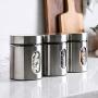 Brushed Stainless Steel and Glass Canister with Window, 5&quotH & 21OZ Set of 3