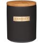 masterclass Master Class Stoneware and Brass Effect Coffee Canister with Airtight Bamboo Lid, 1 L (1.75 pt) ? Black, 11.1 x 11.1 x 14.5 cm