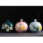 Cool Lemon 3D Flower Ceramic Ornaments Candy Snack Food Tank Jars Containers Storage Canister Lidded Cookie Jar Decorative Jar Jewelry Box for Home Decoration (Big,Pink)