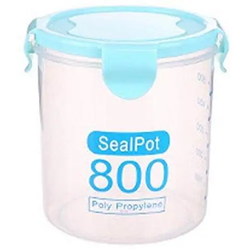 FTXJ Plastversiegelte Lebensmittelbehälter Dose Küche Großmund Transparenter Beutel (800ml, Blau)