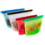 Silicone Food Storage Bags - Set of 4 - Reusable Silicon Freezer Bag - Ziplock Plastic Baggie Alternatives - Ziptop Sandwich, Lunch, Snack, Kitchen Baggies - Large Reuseable Containers for Camping
