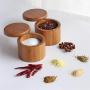 Atten Bamboo Spice Box Wood Kitchen Condiment Storage Container Supplies for Sugar Salt Pepper Jar, Kitchen Seasoning Storage Holder 2Pcs