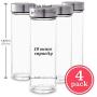 Juice Bottles - 4 Pack Wide Mouth Glass Bottles with Lids - for Juicing, Smoothies, Infused Water, Beverage Storage - 16oz, BPA Free, Stainless Steel Lids, Leakproof, Reusable, Borosilicate