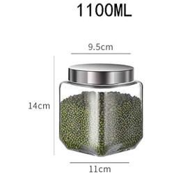 Sealed jar Glass With lid Household Glass Jars/Storage jar Assorted collection of airtight vintage dry food Containers 1100ml（1.1L） (Size : 1100ml1)