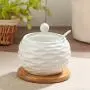 Conteneur en céramique pour sucre/épices/sel – Boîte de rangement pour condiments de cuisine – Boîte de stockage avec couvercle en bois Conteneur en céramique pour sucre/épices/sel – Boîte de rangement pour condiments de cuisine – Boîte de stockage avec couvercle en bois