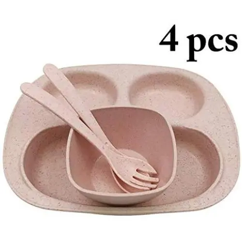 Ensemble de 4 assiettes pour bébé JUSTDOLIFE en paille de blé, assiettes divisées résistantes à la chaleur pour bébé, aliments pour bébés. Ensemble de 4 assiettes pour bébé JUSTDOLIFE en paille de blé, assiettes divisées résistantes à la chaleur pour bébé, aliments pour bébés.