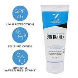 Zealios Sun Barrier 3 oz - SPF 45 Water-Resistant Zinc Sunscreen - Active & Sport Sunblock Lotion