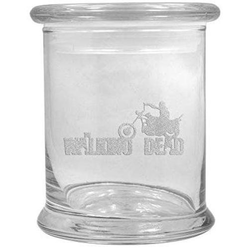 12 oz Clear Glass storage Herb Stash Jar and Lid with Walking Dead Daryl Logo