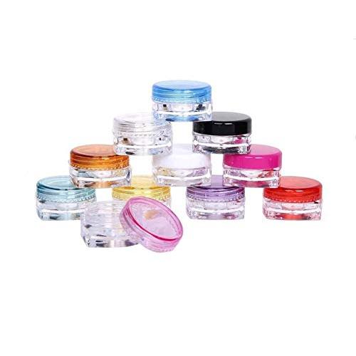 12Pcs 0.17 oz Plastic Square Cosmetic Jars Sample Bottles Case for Cosmetic Face Cream Lip Balm Travel Home Use Empty Refillable Reusable(Lid Color Random)