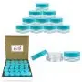 50 Stück Klar Glas Röhrchen mit Deckeln – 3 g / 3 ml – Professionelle Qualität für Kosmetik, Lotion, Cremes, Make-up, Perlen, Charms, Strasssteine, Accessoires und mehr! (Türkisfarbene Deckel)