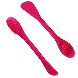 Double Head Spatula Silicone Face Mask Brush and Soft Silicone Face Cleanser and Massager Brush,Mud Mask Applicator Brush Hairless Body Lotion And Body Butter Applicator 2 Pcs