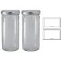 8 oz Clear Thick Glass Tall Paragon Airtight Jar with Silver Metal Cap (2 pack) + Labels for Hot and Cold Fill